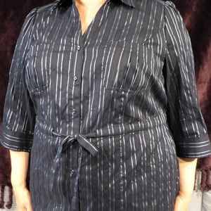 Lane Bryant Striped Tunic with Cinched Tie Waist